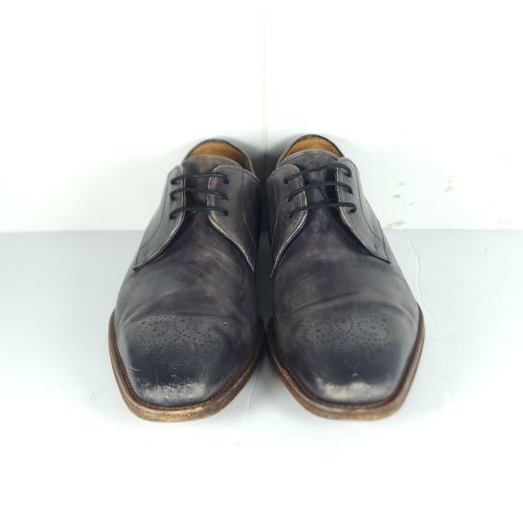Magnanni Men's Gerard US9M Gray Leather Medallion Toe Oxfords Derby Shoes - Picture 3 of 16